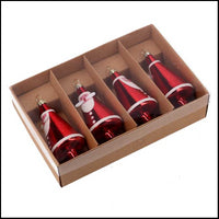 Babbo natale vetro rosso confezione 4pzcm18,8x12,6h4,5