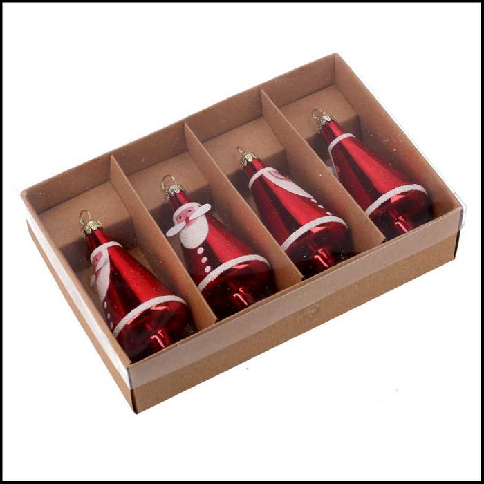 Babbo natale vetro rosso confezione 4pzcm18,8x12,6h4,5
