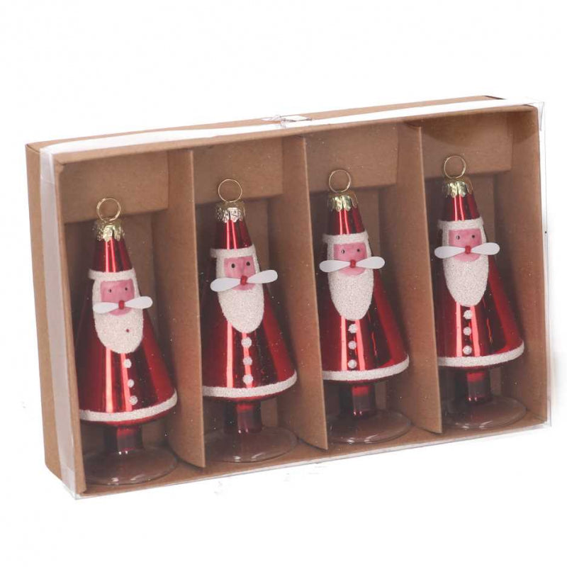 Babbo natale vetro rosso confezione 4pzcm18,8x12,6h4,5
