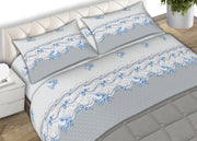 Completo Lenzuola Letto Matrimoniale 100% Cotone Made Italy In Varie Fantasie Fiorate C.N - Matrimoniale - Flowers Blu