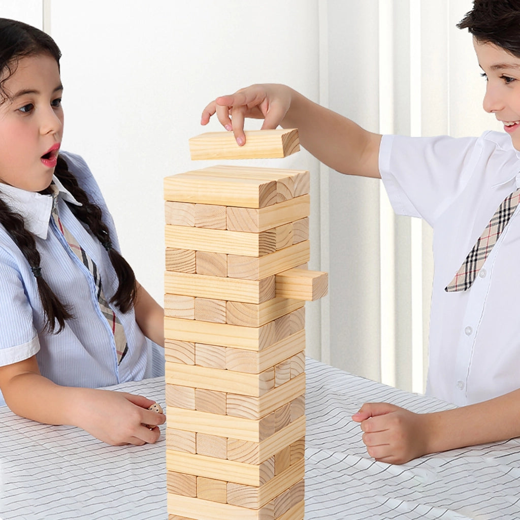 Torre gigante con 54 blocchi di legno per bambini e adulti-Gioco impilabile per cortile con borsa di trasporto