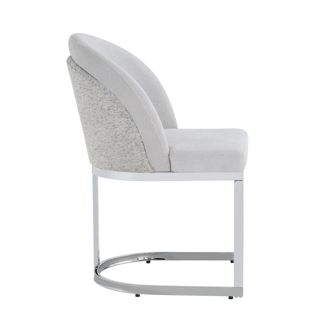 Set di 2 sedie da pranzo 65.99x56.01x56.01 cm con doppio schienale in chenille grigio e argento