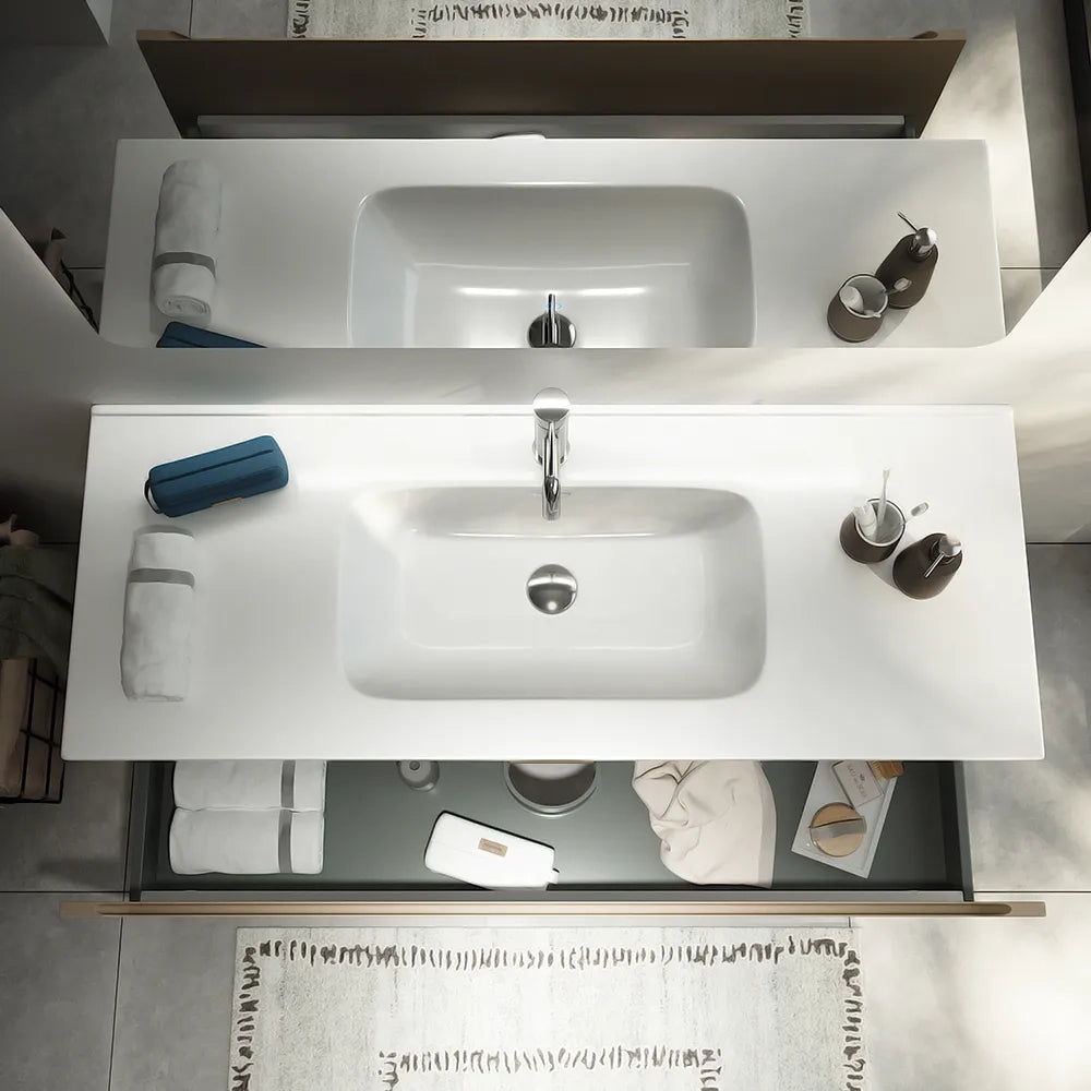Mobile bagno sospeso 120 cm sabbia opaco un cassettone con lavabo | Bako