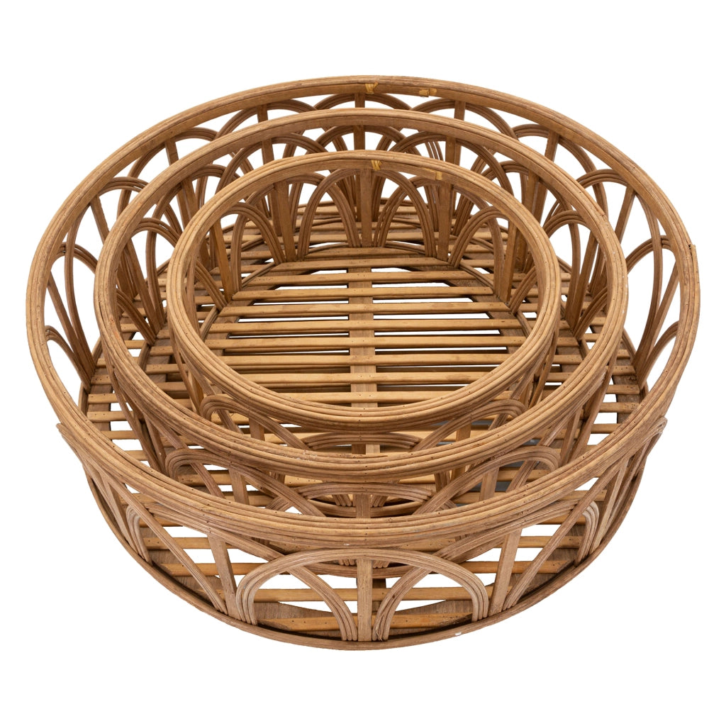 Famorite, Svuotatasche set da 3 in Rattan, Marrone
