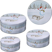 Set di contenitori per dolci a forma di neve, 3 pezzi, per Natale, 3 dimensioni, rotondi, metallo, per conservare dolci natalizi, scatola per biscotti (1 x set da 3 contenitori per dolci a forma di neve)