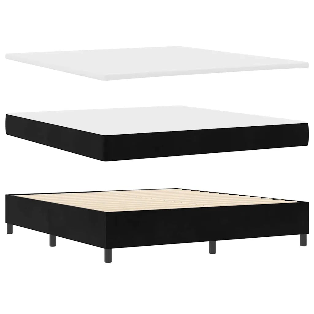 Letto a Sorgente LED con materasso Nero 180 x 200 cm Velluto 3343264