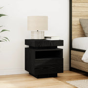 Comodino  con luci LED Rovere Nero 40x39x48,5 cm