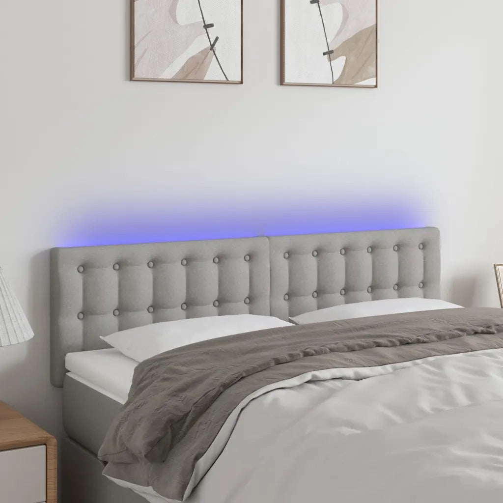 Testiera | Testata a LED Grigio Chiaro 144x5x78/88 cm in Tessuto