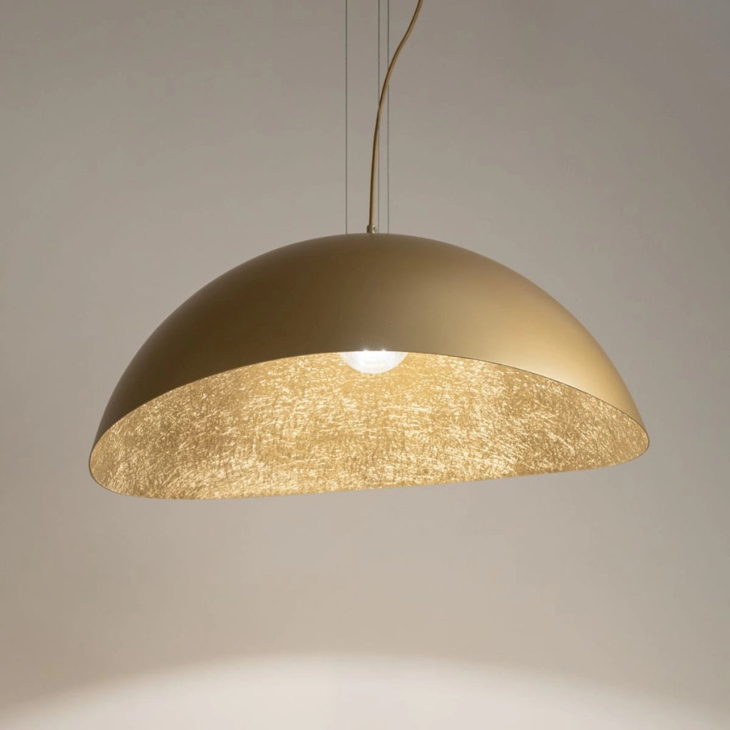 Lampada a sospensione oro rotonda diffusore 89cm E27