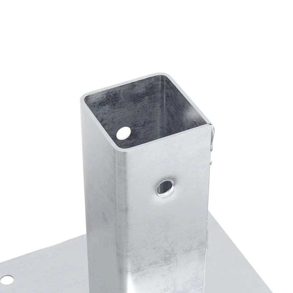 Basi per Pali Quadrate 12 pz Argento 46x46 mm Acciaio Zincato 42000001
