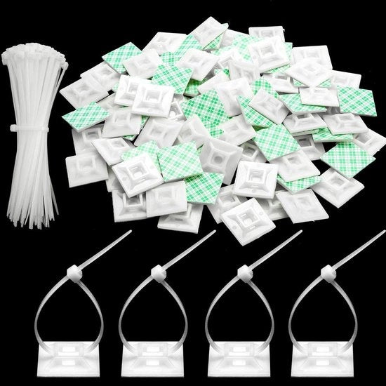 100 pezzi di Alloggiamenti per cavi con adesivo per fissaggio con base autoadesiva