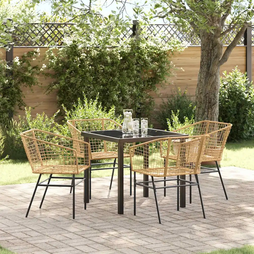 Set da Pranzo per Giardino 5 pcs Marrone polyrattan 3380898