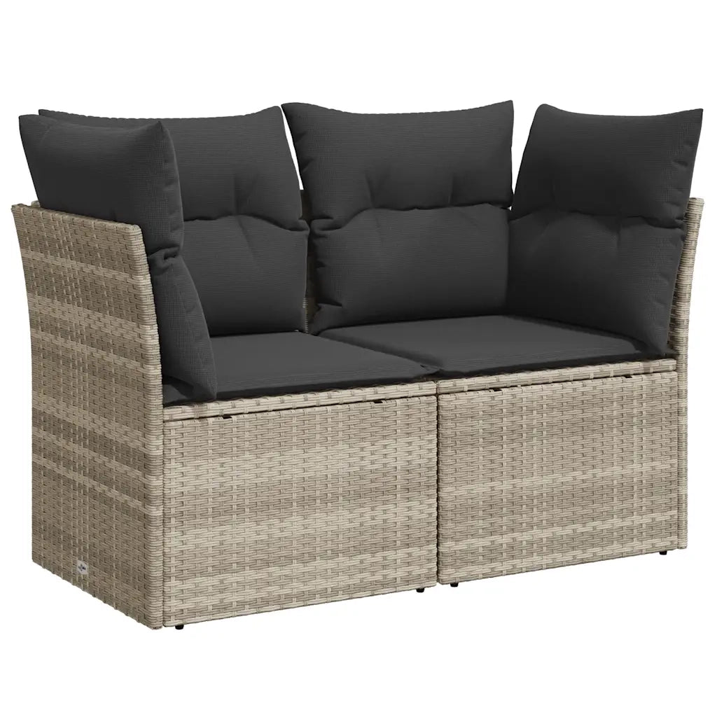 Divano da Giardino con Cuscini 2 Posti-Sofa da Giardino-Divano da esterno Grigio Chiaro Polyrattan 135225