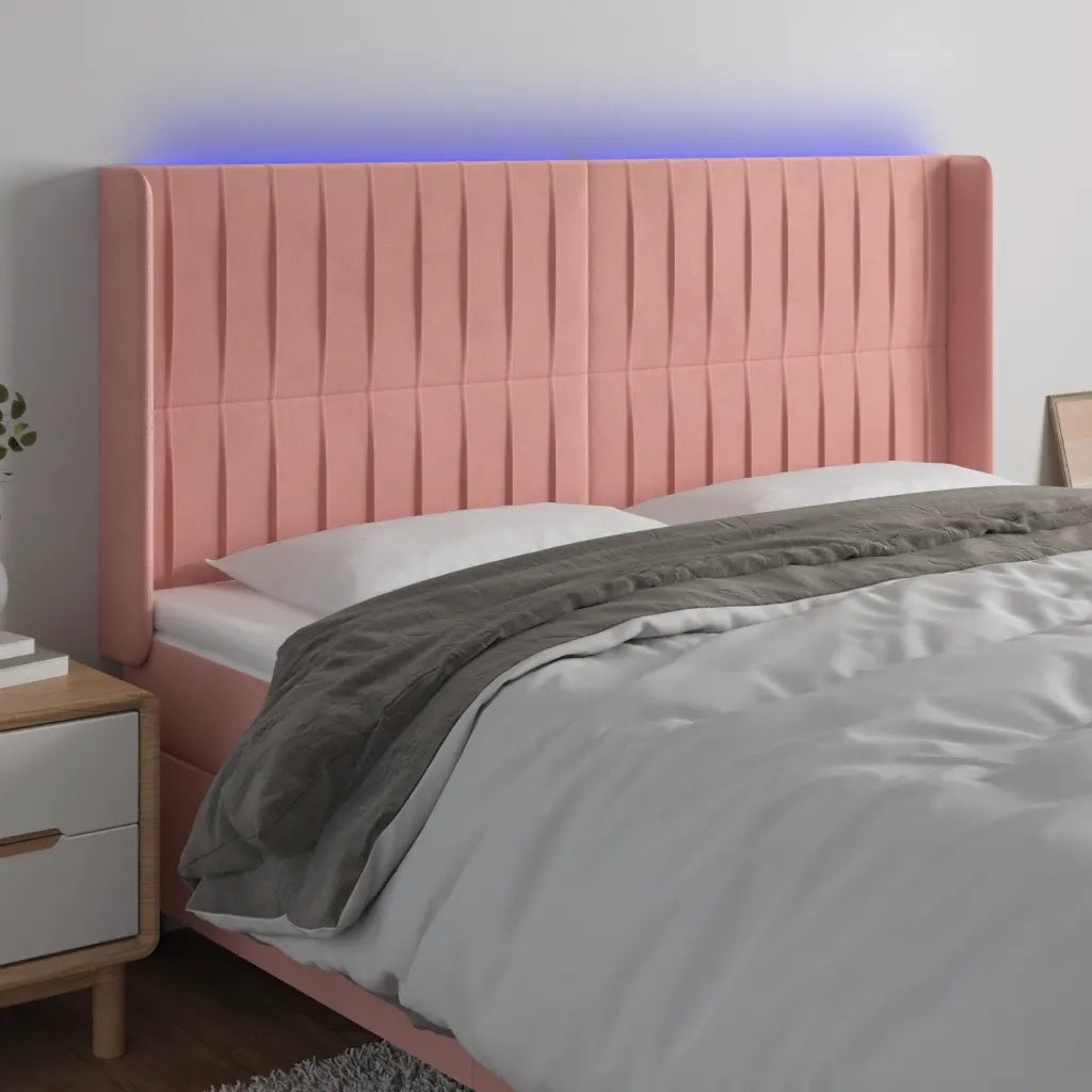 Testiera a LED-Testata con LED rosa 183x16x118/128 cm in Velluto 502780