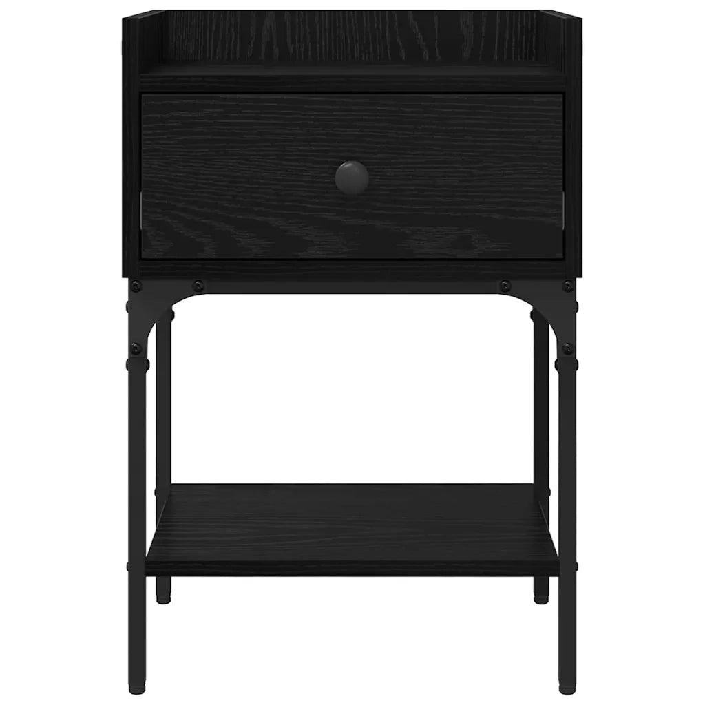 Comodino-Tavolino da notte Rovere Nero 40 x 29 x 60 cm Legno multistrato