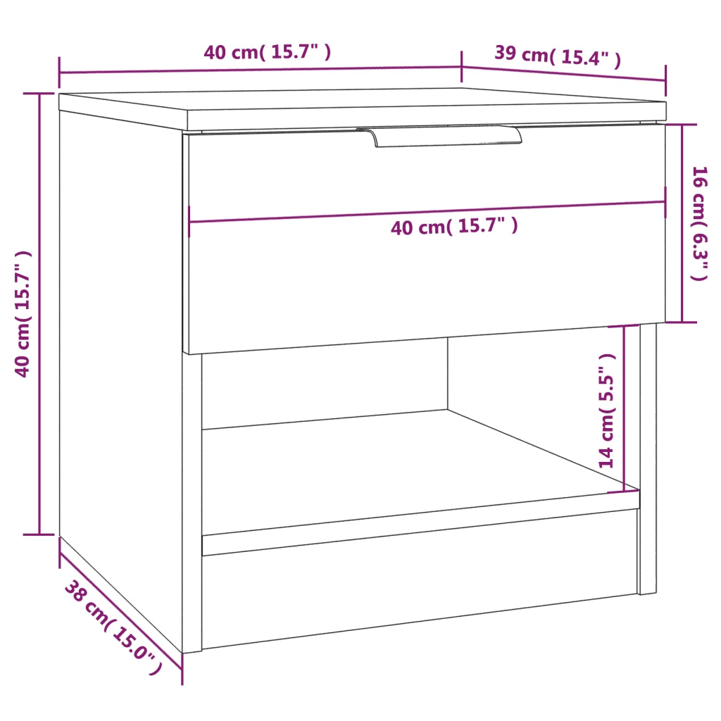 Comodini 2 pz-Set di 2 Tavolino da notte Rovere Fumo in Legno Multistrato 854062