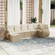 Set Divani da Giardino 7 pz con Cuscini Beige in Polyrattancod mxl 116196