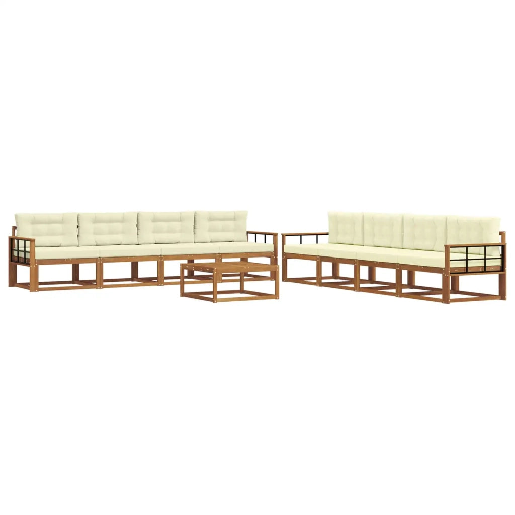 Set di divani da esterno con cuscino 9 pcs Naturale e Crema