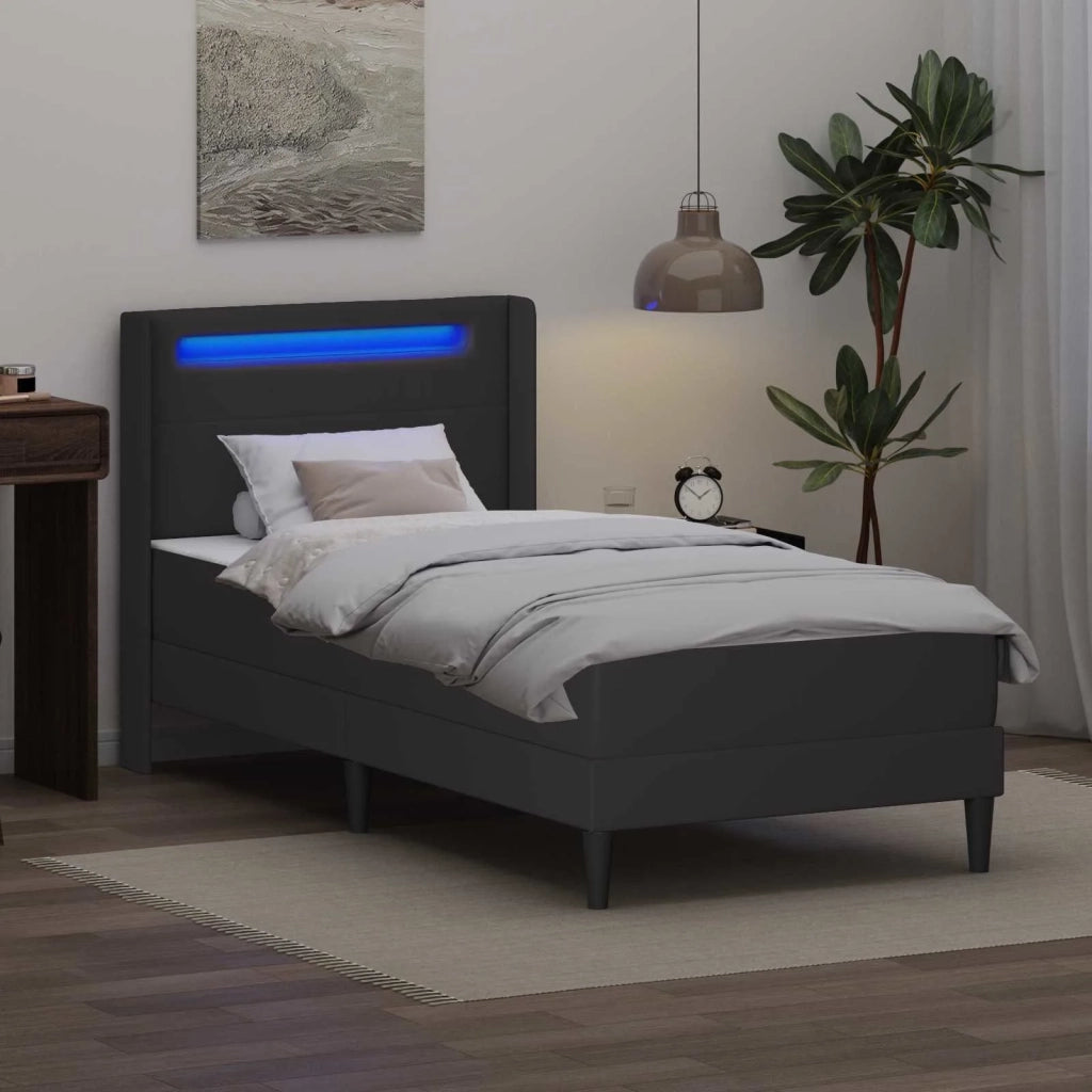 Struttura letto con materasso-Giroletto Grigio 90 x 200 cm Similpelle