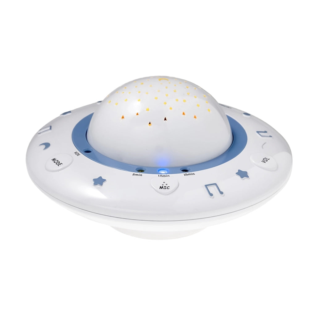 Luce notturna musicale per bambini modello BC-125GS con ninne nanne e rilevamento sonoro Bianco / Blu Alecto