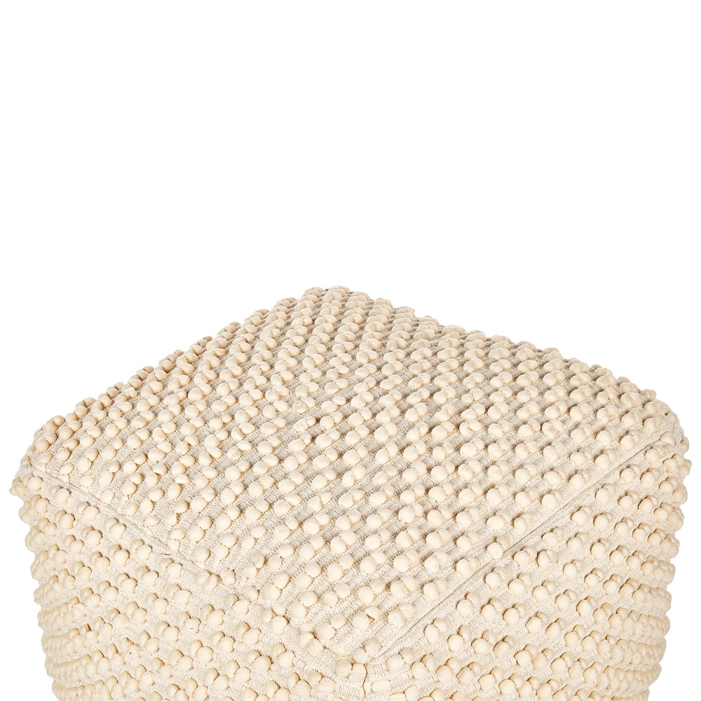 Pouf ottomana intrecciata a mano in cotone beige chiaro 50 x 50 x 35 cm soggiorno camera da letto