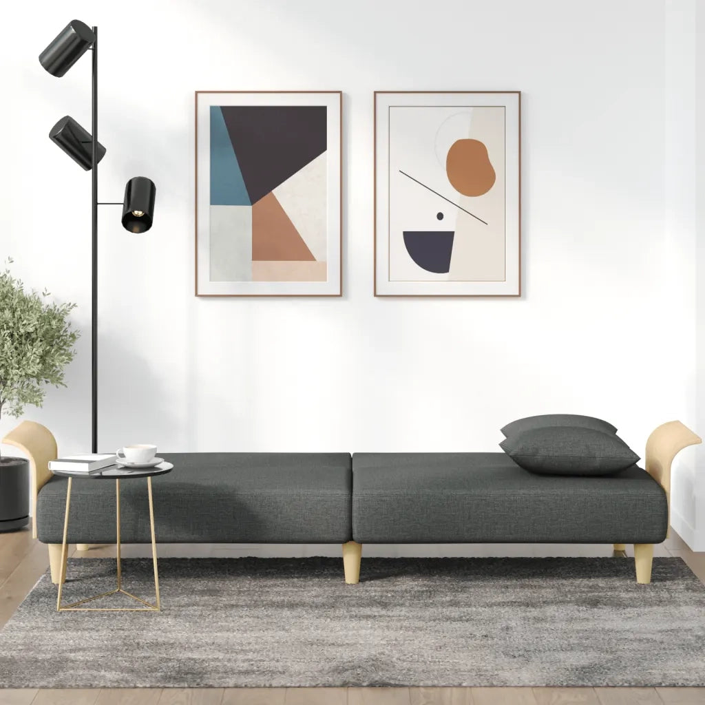 Divano letto | Sof¨¤ letto | Letto singolo con Braccioli Grigio Scuro in Tessuto