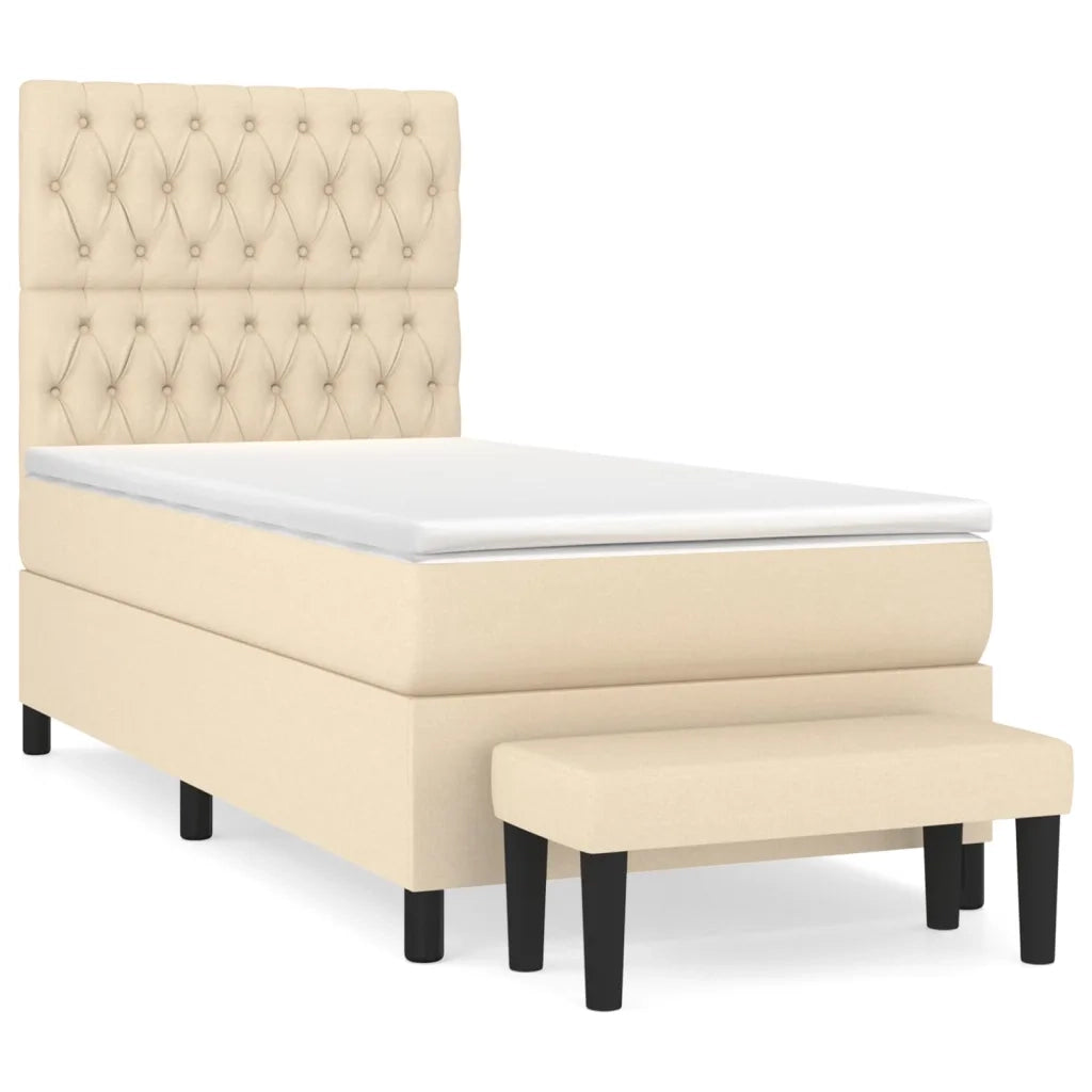 Giroletto a Molle con Materasso Crema 90x190 cm in Tessuto