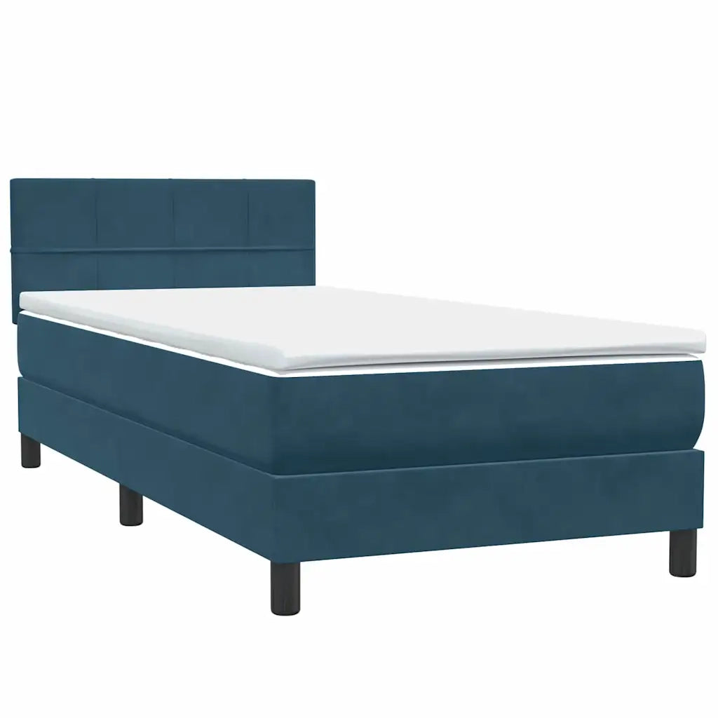 Letto a Molle con Materasso e LED Blu Scuro 80x220 cm Velluto 3316909