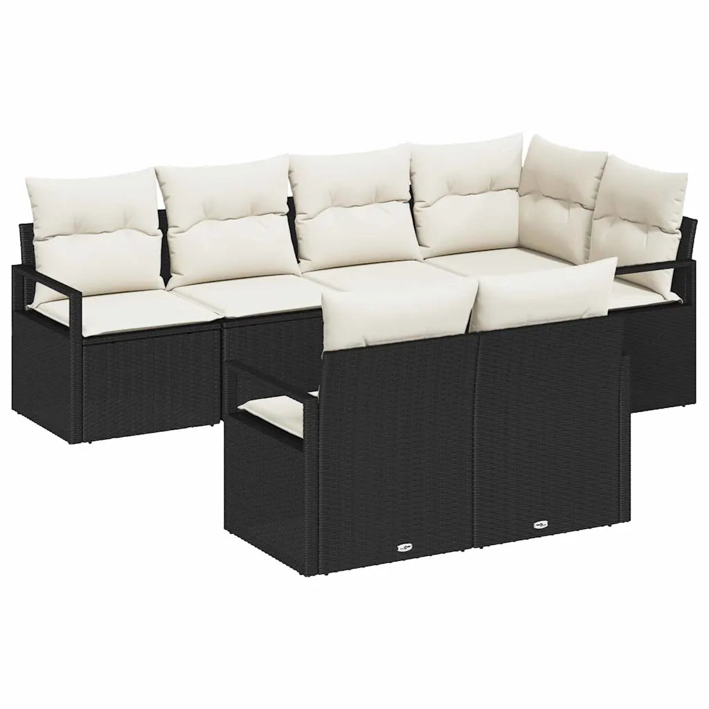 Set di divani 7 pcs Nero polyrattan
