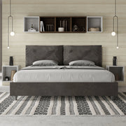 Letto imbottito Matrimoniale 200x200 cm Large - Senza rete,Microfibra,Grigio