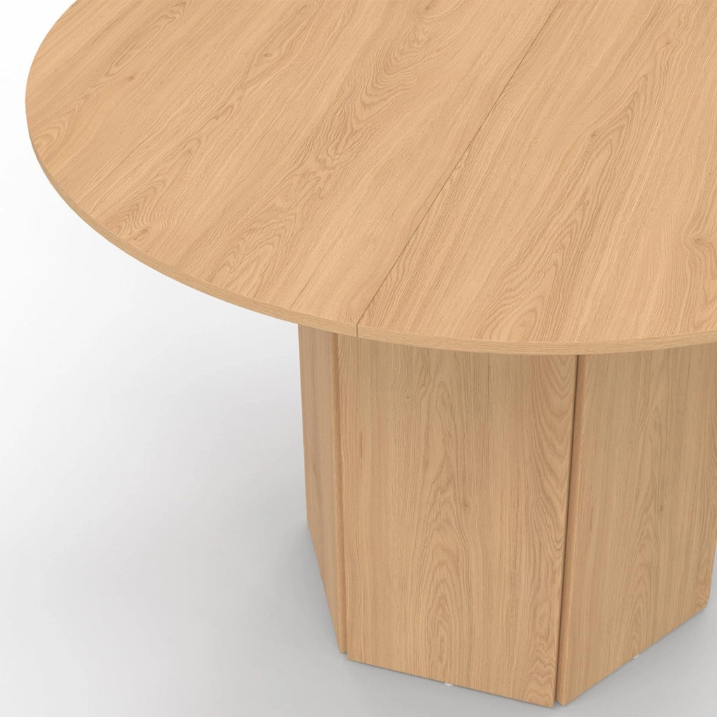Tavolo da pranzo rotondo BERTHE, 6 persone, gamba esagonale, effetto legno faggio 110 cm