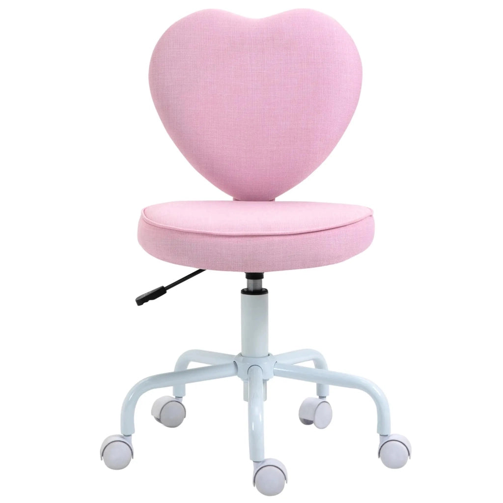 Sedia da ufficio con schienale a cuore, altezza regolabile e ruote a 360 gradi in schiuma rosa