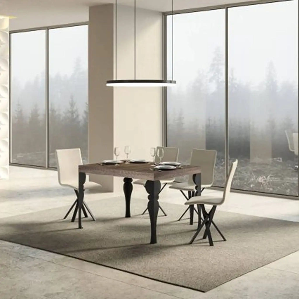 Tavolo allungabile 140/400x90 cm Paxon Premium colore noce gambe antracite