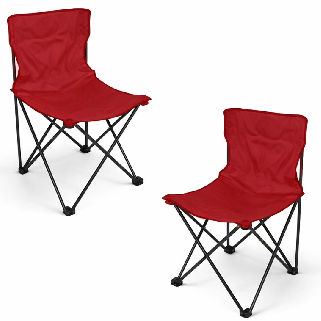 2 x Sedia Pieghevole Campeggio Salvaspazio con Borsa, Mare Giardino Pesca Rosso