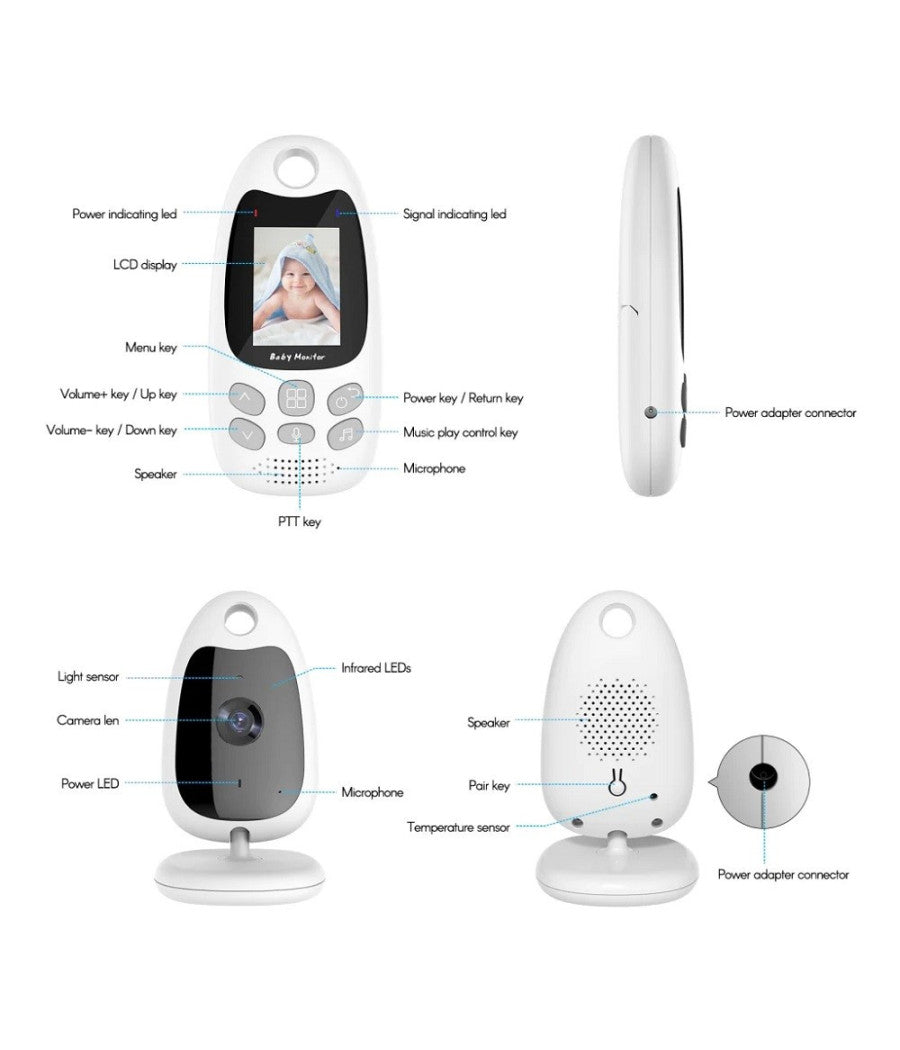 Baby Monitor Wireless 2" Hd Monitoraggio Bambino A 2 Vie Bidirezionale Q-sx903         