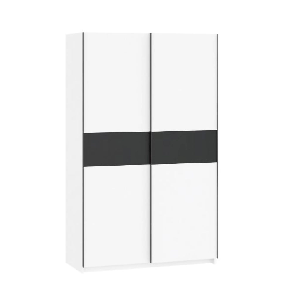 Armadio Camera da Letto Maba, Guardaroba 2 Ante 2 Ripiani, 120x204h cm Bianco