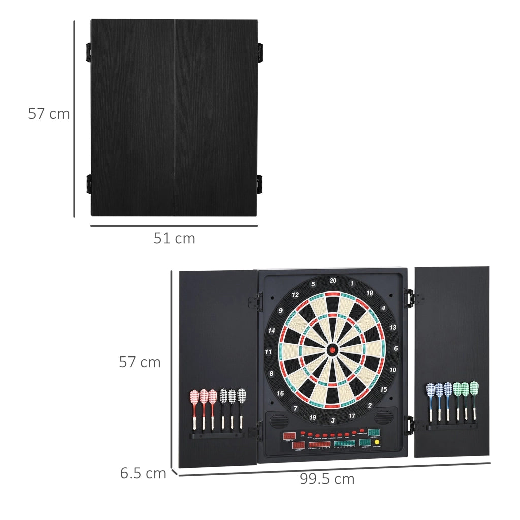 Bersaglio Freccette Elettronico 51x6,5x57 cm con 12 Freccette e 6 Display Nero