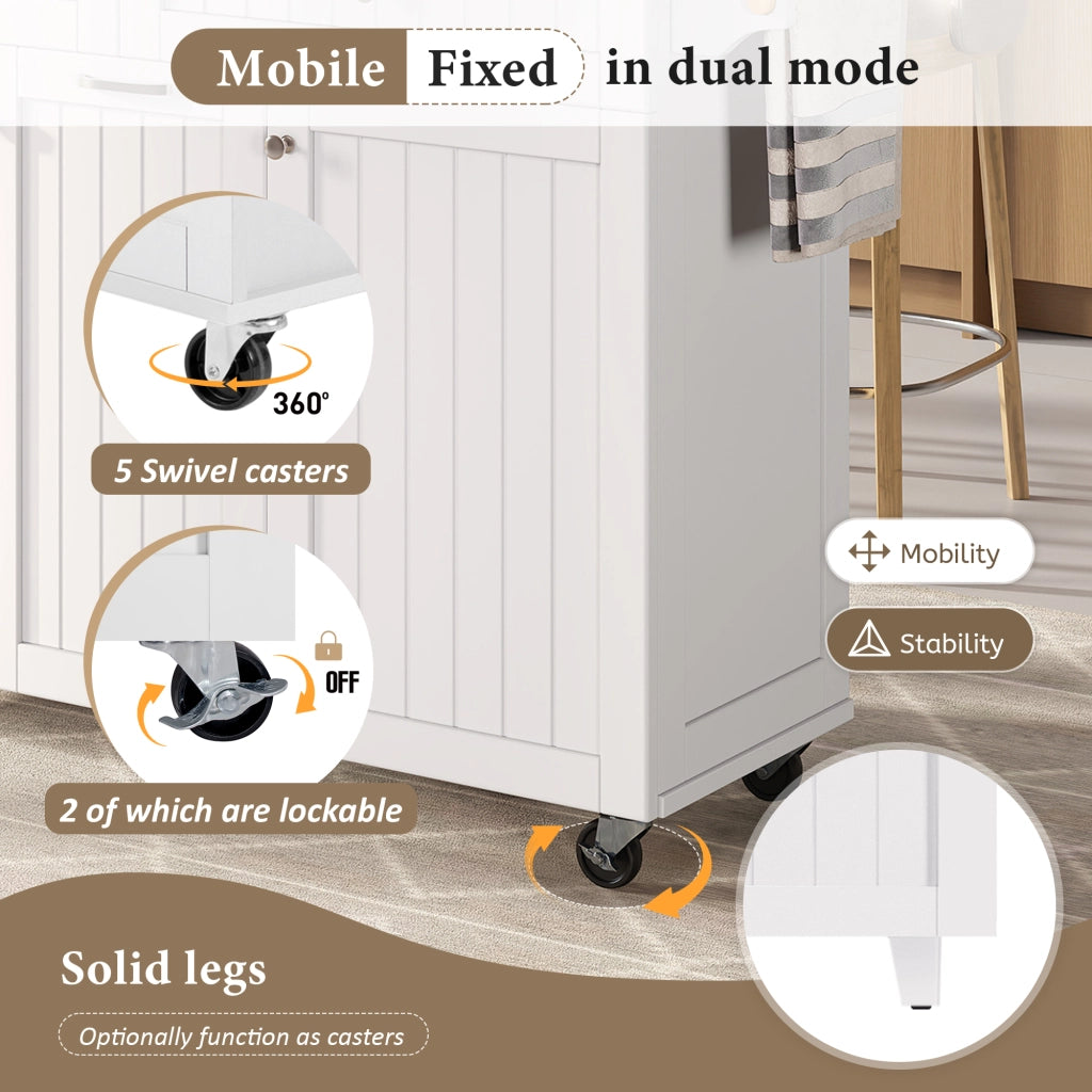 Carrello da Cucina con 2 Cassetti; Ripiani Regolabili; Portasciugamani e Piano Ribaltabile per Cucina; in MDF; 140x40-70x92 cm