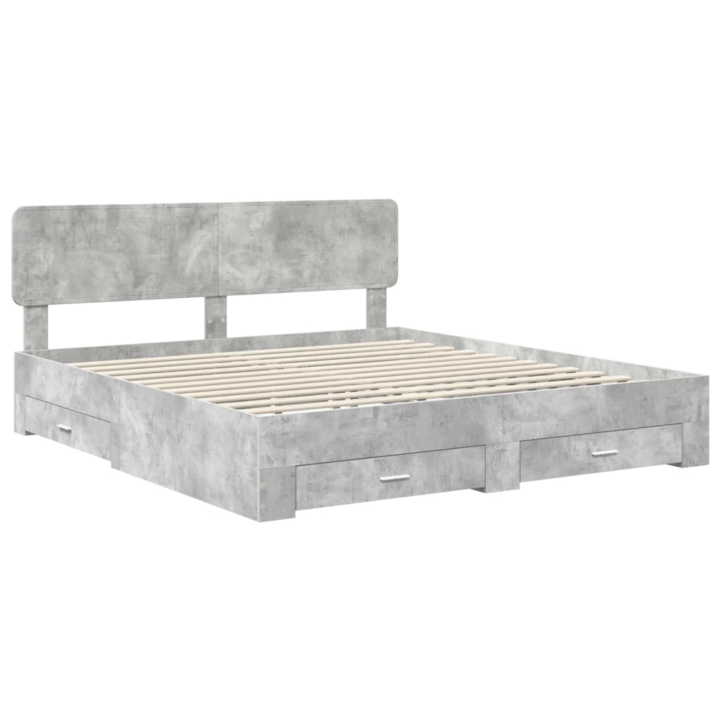 Struttura del letto con testiera Grigio cemento 200 x 200 cm