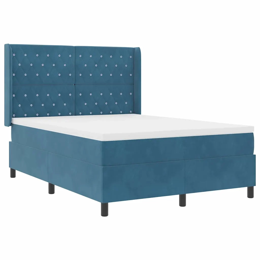 Letto a molle con strisce LED Blu 140 x 200 cm Velluto 3343818