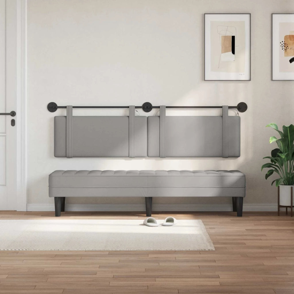 Testiera | Testata sospesa Con luce LED Grigio Nuvola Tessuto