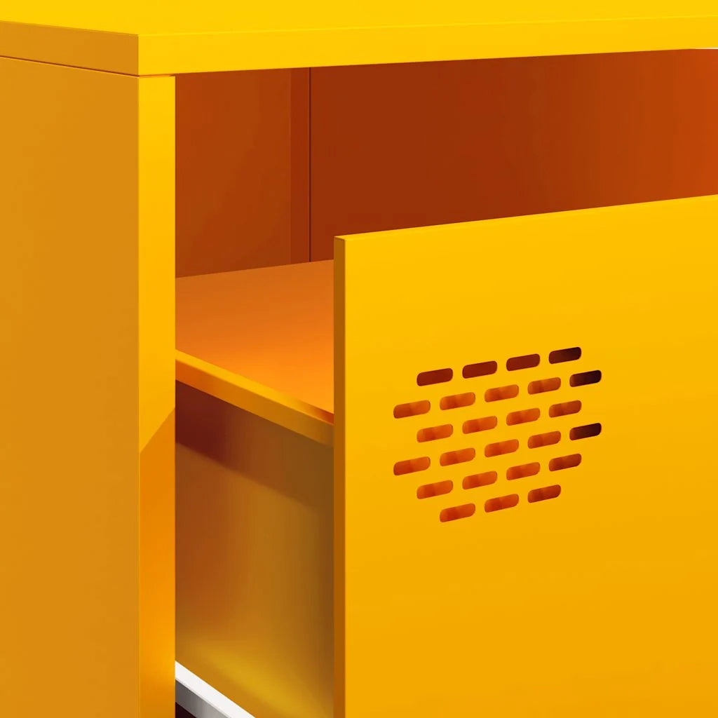 Mobile porta TV moderno con ampio spazio contenitivo 202 x 39 x 43 cm in acciaio laminato a freddo giallo senape 02_0055635