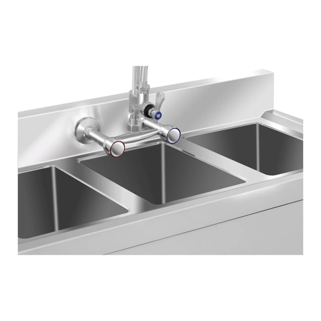 Lavello professionale a 3 vasche 100 x 50 x 97 cm acciaio inox 14_0001591