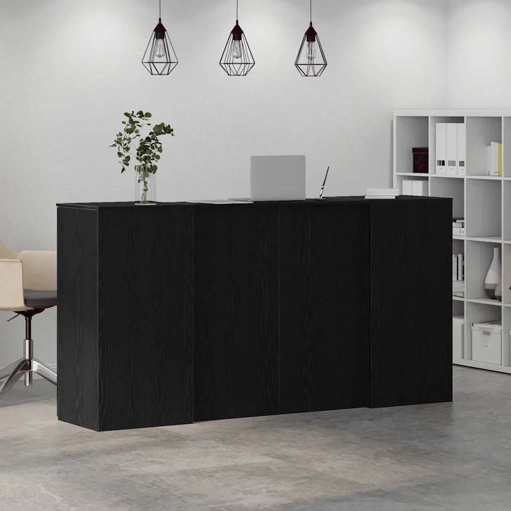 Scrivania per Reception Rovere Nero 200x50x103,5 cm in Legno Massello di Argilla 3324179