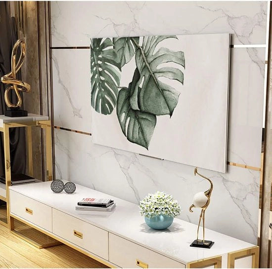 Tv-afdekking in stijl europea, stofhoes per lcd-led-televisie, displaybeschermfolie con forma curva, impermeabile, per lcd-led-televisie, stoffa: Monstera 2, misura: 120 cm