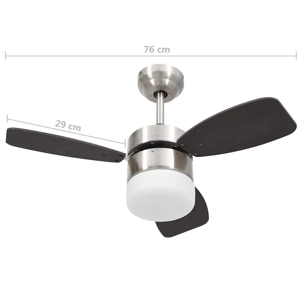 Ventilatore Soffitto con Luce e Telecomando 76 cm Marrone Scuro CFW1316372