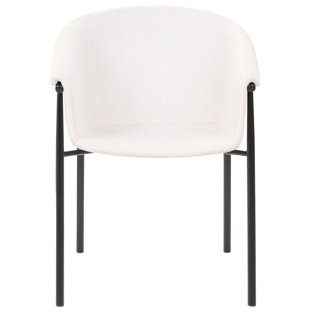 Set di 2 sedie da pranzo con imbottitura in tessuto beige Seduta da pranzo dal design moderno e contemporaneo