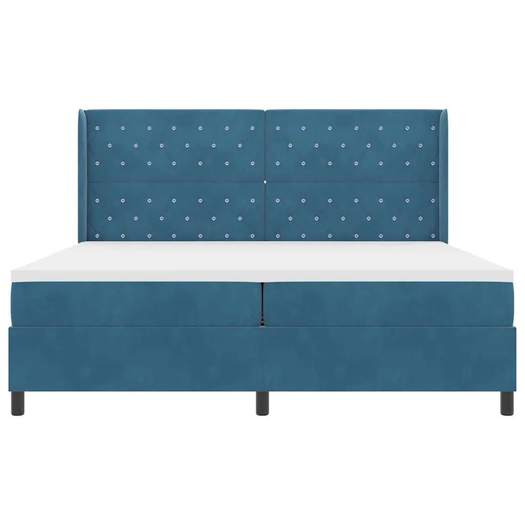 Letto a molle con materasso Blu 200 x 200 cm Velluto 3341976