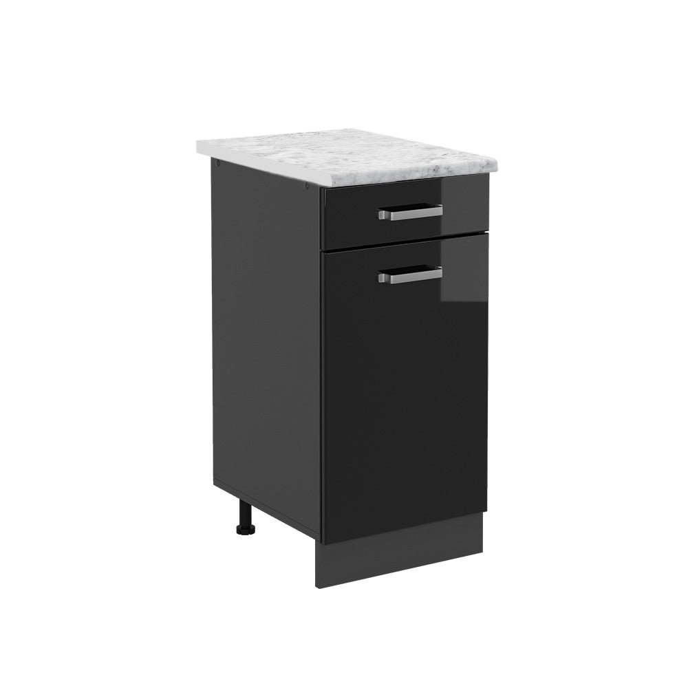Vicco Mobiletto base per cucina Nero lucido 40 cm PL Marmo