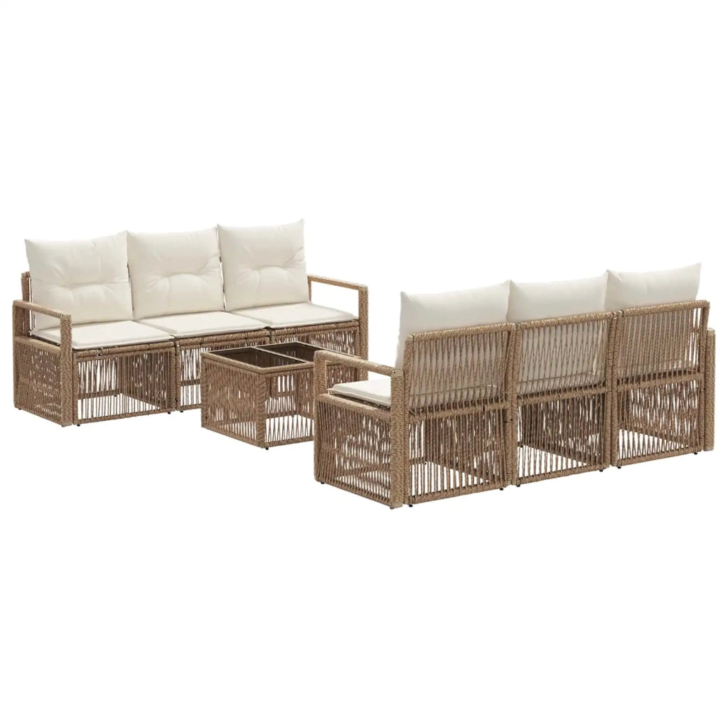 Set Divano da Giardino 7 pz Beige polyrattan 3435645